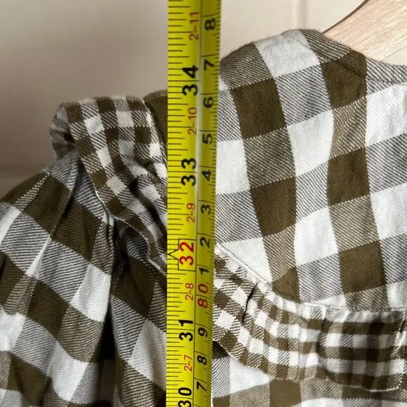 Madewell Medium NWT Gingham Collared Puff Sleeve Mini Dress Brown - Picture 4 of 6